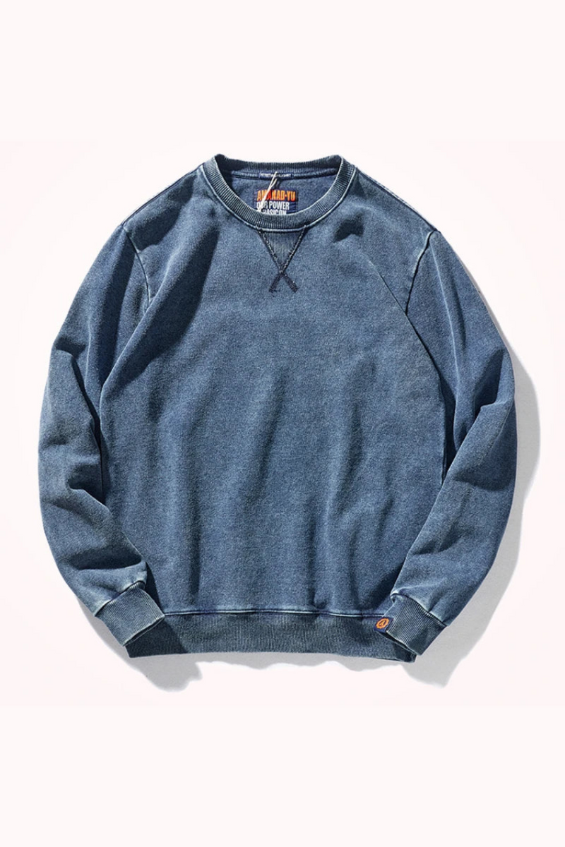 Autumn Winter Fall American Casual Hoodies for Men Heavy Washed Pullovers Knitted Loop Sweatshirt