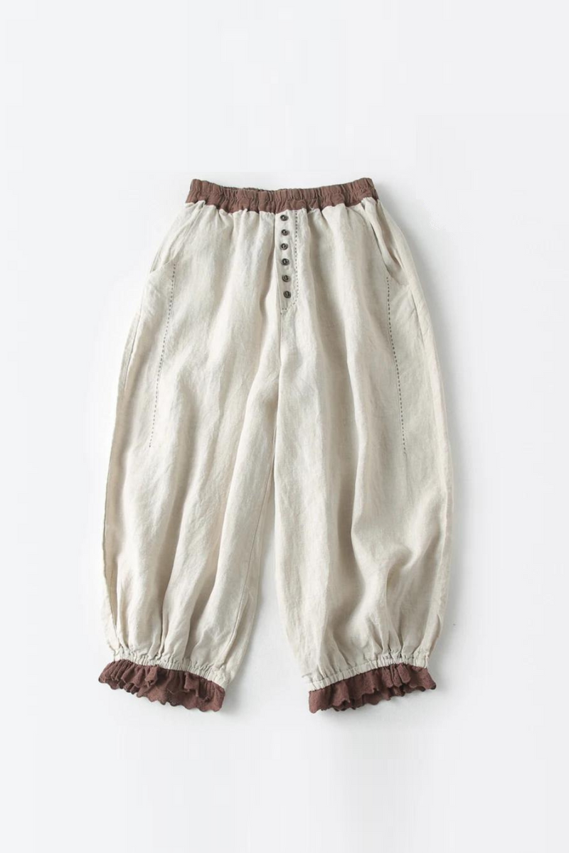 Bloomers Solid Casual Elastic High Waist Wide-Leg Loose Women's Pants Ankle-Length Pants For Women Summer
