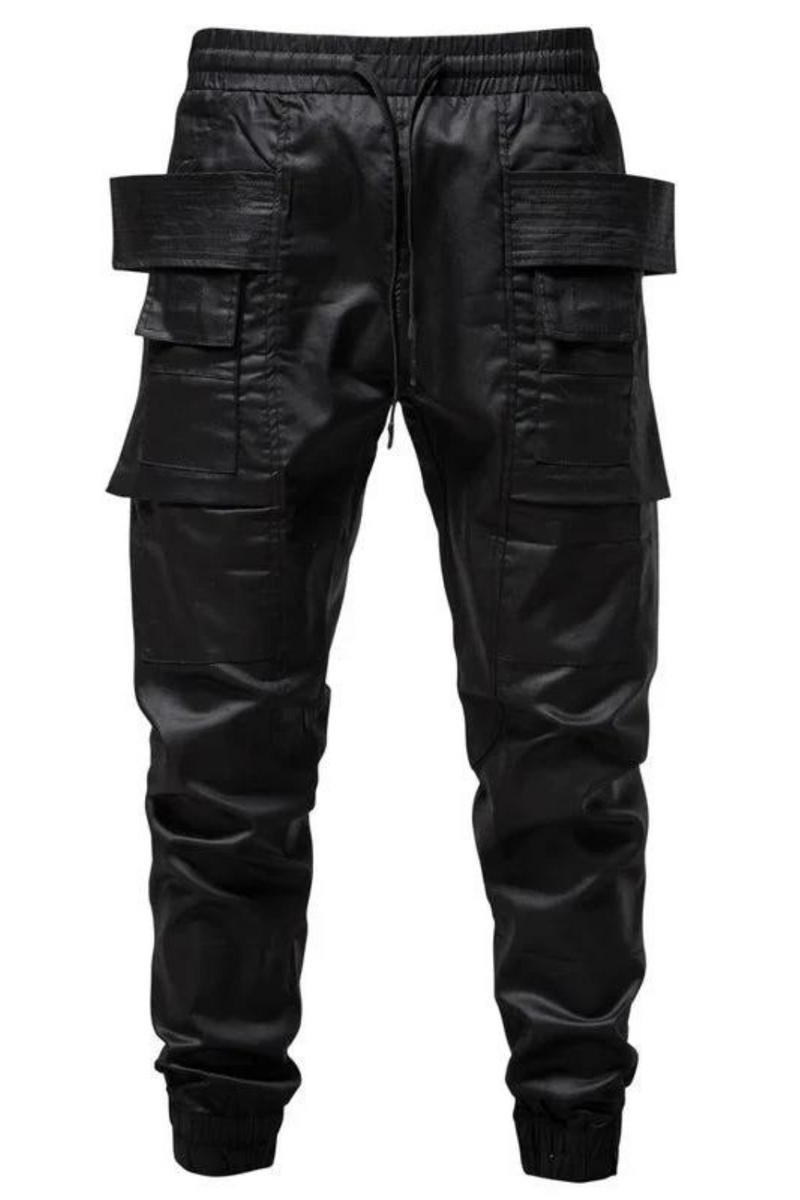 Leather Pants for Men Gothic Steampunk Coated Waxed Pants  Cargo Pants Mens Streetwear