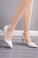 Women Pumps White Shoes Wedding  Stiletto High Heelsrom Party