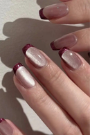 Ballerina and Square False Nails Black Nail Tips Gold Red Edge Glitter Press on Nails