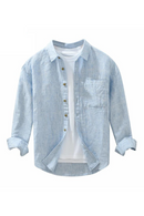 Linen Shirt Men's Breathable Solid Simple Basic Business Casual