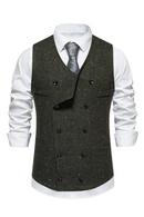Vintage Men Waistcoat Double Breasted Tweed Elegant Para Business Party Dress Mens Suits Vest