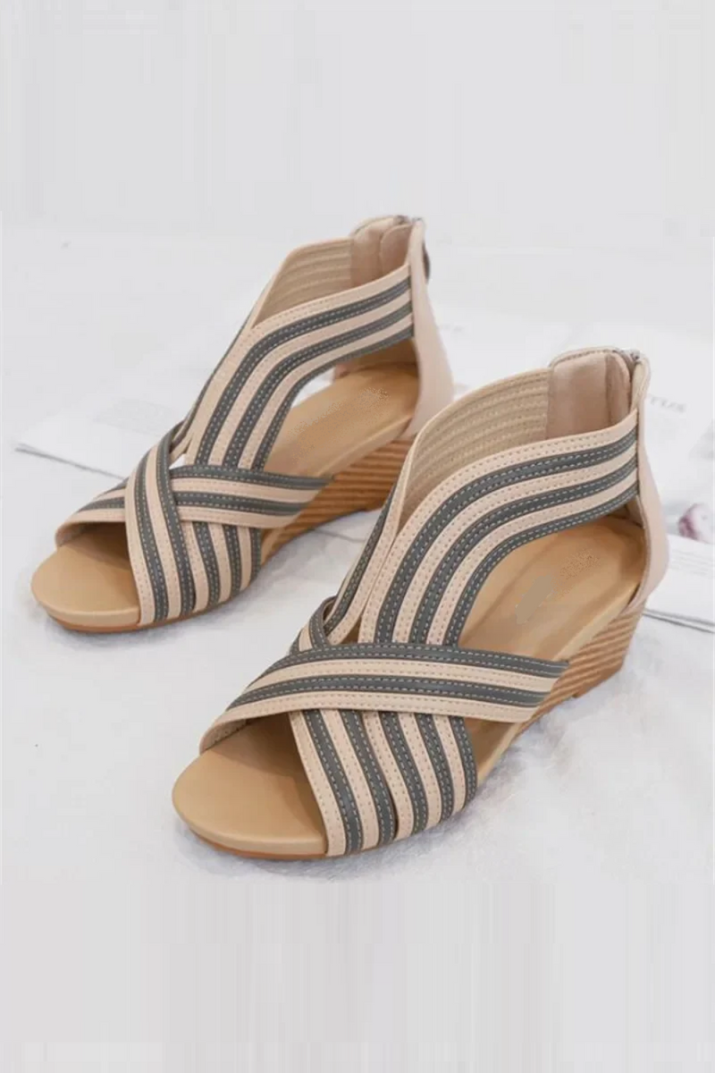 Wedge heel platform sandals women summer heel zipper Roman shoes casual women sandals