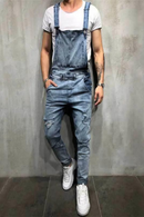 Men Stylish Slim Biker Jeans Overalls Jumpsuits jeans Man Streetwear Casual Stretch Ripped