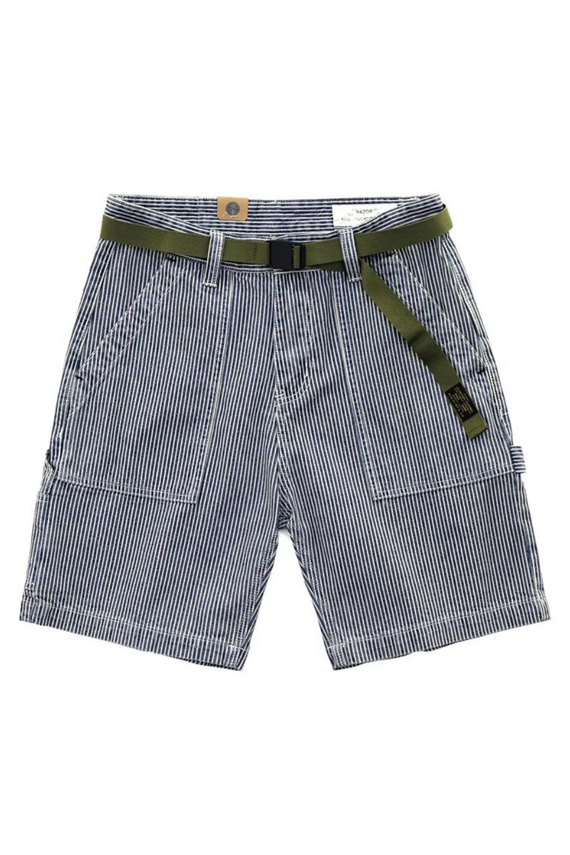 Summer American Retro Denim Striped Tooling Shorts Men's Loose Casual Pants