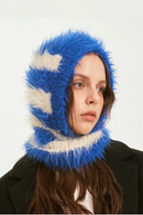 Women Winter Imitation Mink Fur Hat Unisex Knitted Hooded Caps Outdoor Warm One-Piece Neck Collar Beanies Cap