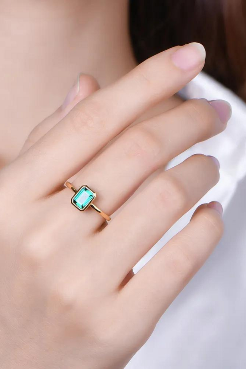 Emerald Rings for Women Real Silver Ring Mens Jewelry Anniversary Party Gift