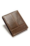 Crazy Horse Leather Mens Wallet With Snap Coin Pocket Bifold Purse Real Leather Trifold Short Wallet