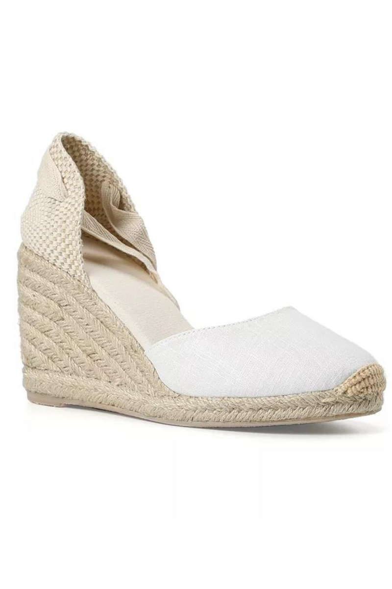 Women Summer Espadrille Heel Wedge Sandals Closed Toe Shoe cross-tied Lace-up