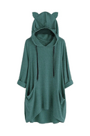 Hoodie Dress Sweatshirt Dress Women Casual Fleece Hooded Dress