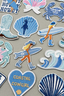 Summer Blue Surfer Girl Shell Wave Bow Iron-on Embroidered Badge Patch DIY T-shirt Hat Backpack Clothing Sticker