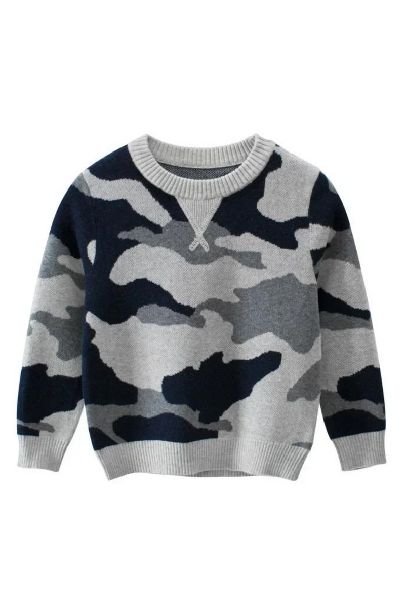 Camouflage Knit Sweaters For Boys Winter Children's Pullover Top Casual Long Sleeve Warm Kids Clothes Boys Jumper