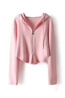 Casual Long Sleeve Zipper Cardigan Lace Up Women's Hooded Short Sweatshirts Female Hoodies Autumn