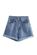 Denim Shorts Women Vintage High Waist Pockets Casual Summer Short Pants