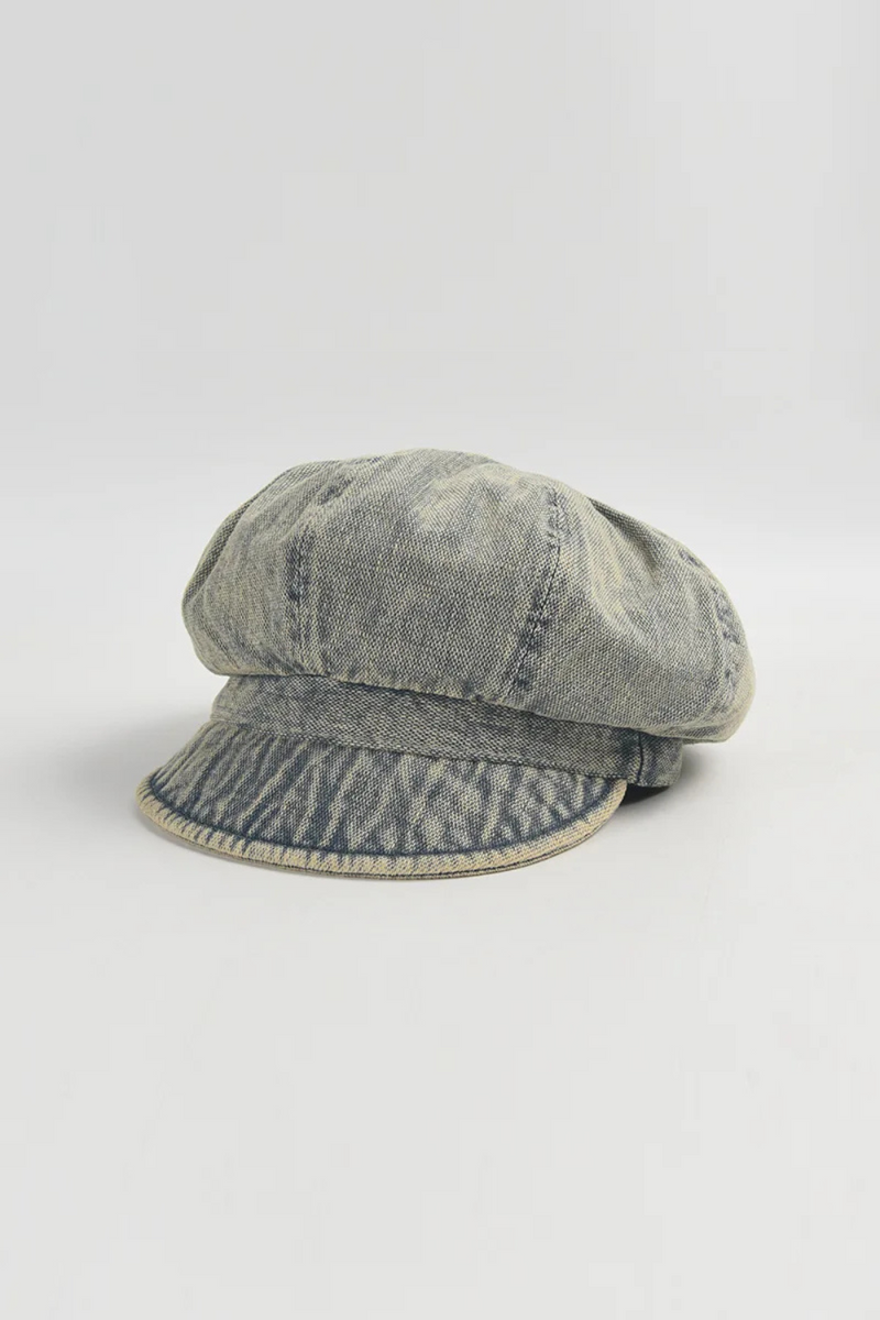Autumn Washed Denim Hat for Women Retro Beret