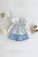 Girls Floral Doll Shirt Summer Baby Version T-shirt Children Shorts