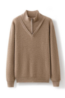 Luxury Men's Cashmere Sweater Half Height O-Neck Pullover Business Casual Knitted Shirt Autumn Winter Warm