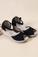Handmade Women Plain Linen Peep Toe Sandals Platform 5cm Heel Comfort Bohemian Ladies Summer Shoes