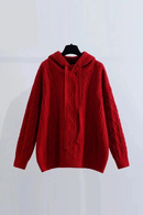 Hooded Twists Acrylic Knitted Casual Solid Loose Women's Sweater Pullover Sweaters Autumn Winter