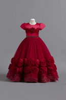 Puffy Flower Girls Dress Children Christmas Costume Kids Pageant Party Bridesmaid Dresses For Girl