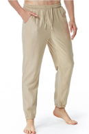 Men Cotton Linen Drawstring Pants Elastic Waist Casual Jogger Yoga Pants Men Casual Lightweight Home Sport Trousers