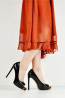 Pointed Toe High Heel Slip On Pumps Thin Heel Party Leopard Black Large Size US5~15