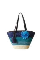 Knitted Straw bag Summer flower Bohemia women handbags stripes shoulder bags beach