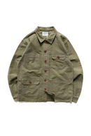 Men Cargo Jacket Chore Utility Military Casual Menswear Spring Autumn Outdoor Clothes