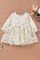 Autumn Infant Baby Girl Bodysuit Dress Long Sleeve Patchwork High Waist Lace Floral Party Dress Spring Clothes