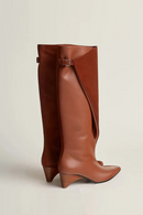 High Heels Pointed Brown Maillard Pants Mid Length Boots Women's Shoes Winter Long Leg Knight Boots