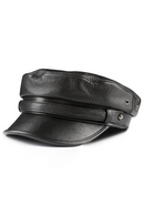 Newsboy Cap Women Genuine Leather Baker Boy Hat Real Ladies Beret Black Flat Cap