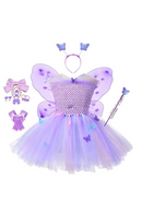 Girls Purple Butterfly Dresses Princess Tulle Dress Carnival Halloween Fairy Dress Costume for Kids