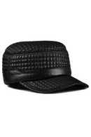 Men's Leather Hats Autumn/Winter Genuine Flat Top Military Caps Male Embroidered Warm