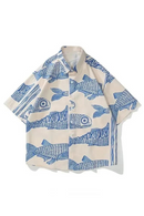 Oversized American Style Summer Fried Street Fashion Small Fish Personalized Mens Casual Shirts