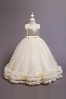 Girls Dress Skirt Summer Sequined Wedding Dress Embroidered Mesh Princess Ball Gown Unlimited Season Kids