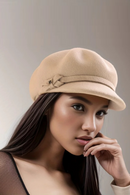 Wool octagonal hat for women in autumn and winter cap for women