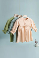 Toddler Baby Girls Autumn Dresses Cotton Kids Long Sleeve Dresses for Girl Solid Party Dress Children Costumes