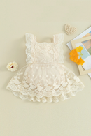 Baby Girl Romper Princess Lace Tulle Ruffle Jumpsuit Playsuit Sunsuit Birthday Clothing Summer