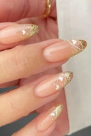 Nails Almond Shapes with Galaxy Stars Heart-Shaped Glitter French Press-On Nail  Perfect for Girls