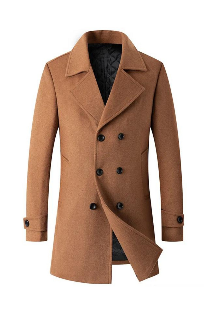 Double Breasted Coat Men Wool Jacket Long Lapel Trench Coats Male Winter Windbreak Men Clothing