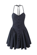 Obroi Black and white striped dress on a white background