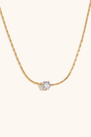 Mini Exquisite Sparkling Cubic Zirconia Pendant Stainless Steel Women's Necklace Jewelry Gift