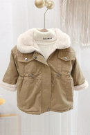 Winter Girls Mid-length Parka Slim Cotton Jacket Velvet Thick Cotton-padded Coats Children Girls Lapel Outerwear