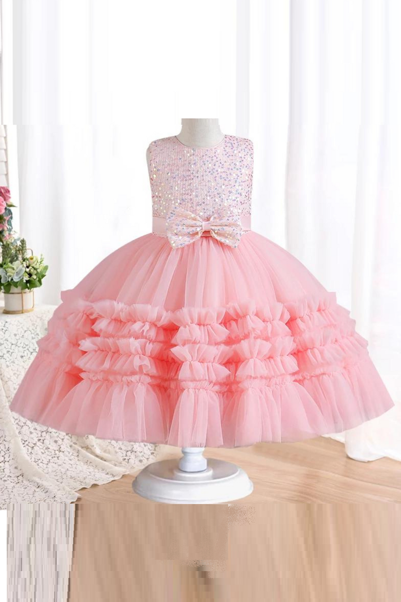 Flower girl wedding party ball tailed beaded dress girl birthday communion party trail dress girl campus Graduation Dinner Dress