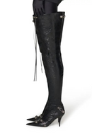 Spring Tassel Over The Knee Boots Pointed Toe Stilettos Heels Side zipper Belt buckle Rivet Modern boots