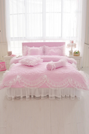 Thick Quilted lace Bedding set King queen Twin size Bed set Princess set Pillowcase