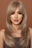 Long Blonde Layered Wigs With Curtain Bangs Light Blonde Straight Wig Natural Women Wavy Hair Daily Party