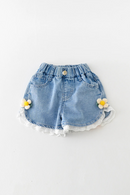 Summer Baby Children Clothing Girls Sweet Shorts Lace Small Flower Thin Denim Pants