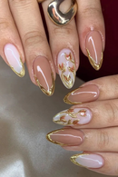 Press on Nails with Tabs Medium-Short Almond Beautiful false Nails with Glue Fake Nails Prosthetic Nail Set